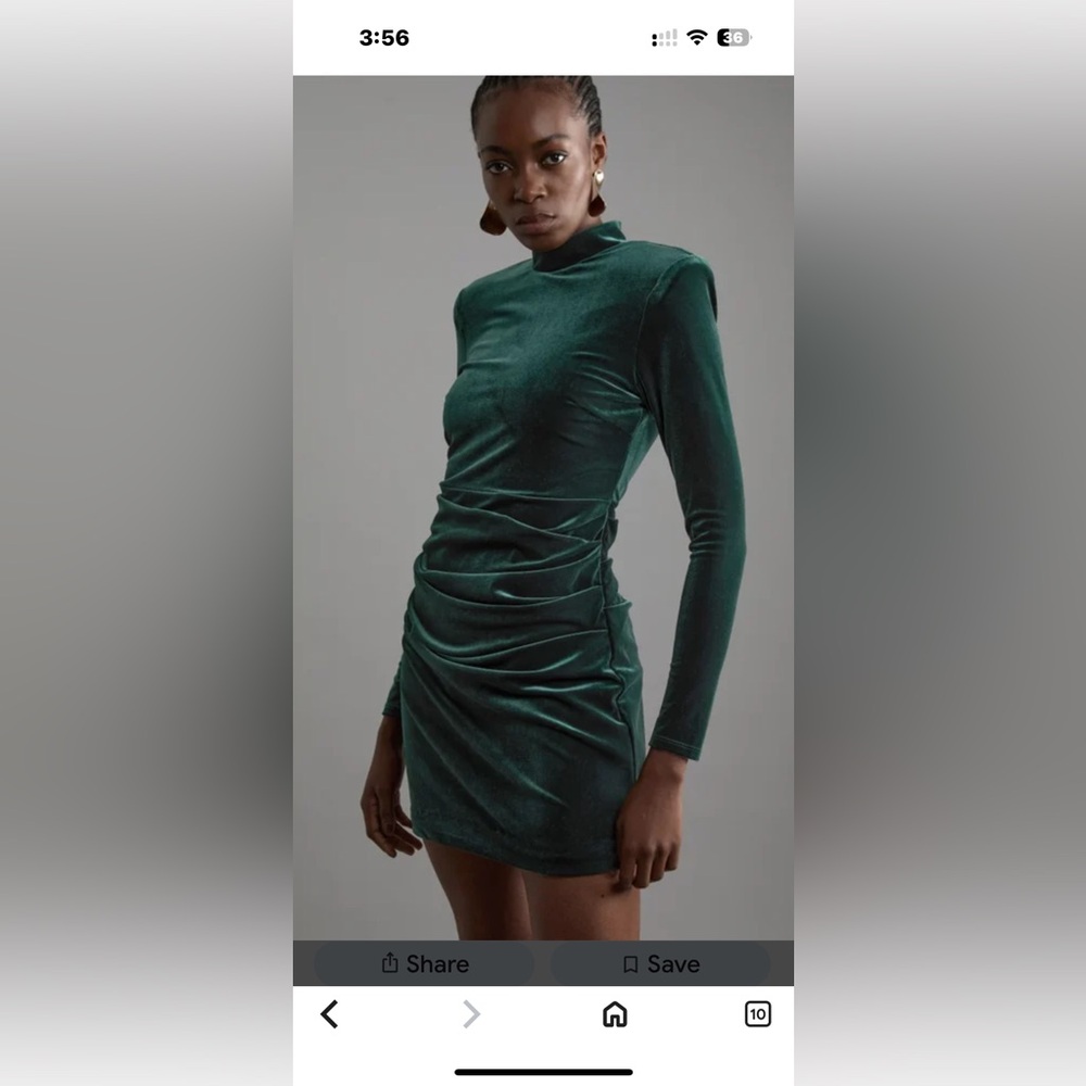 Karen Mullen Emerald Green Tailored Velvet High Nexk Mini Dress Size 2 NWT